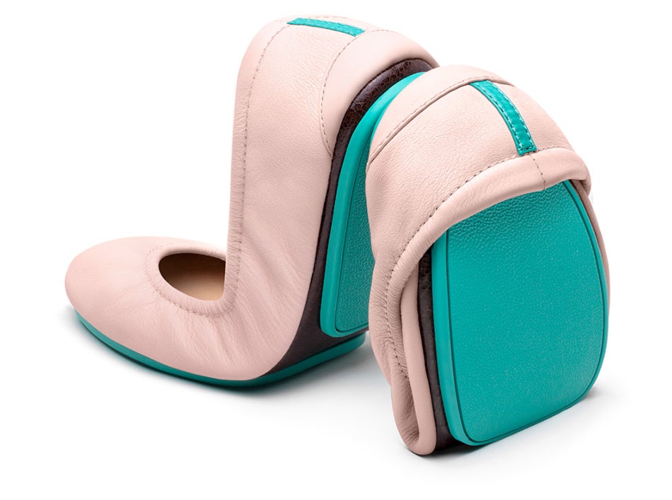 flats with teal soles